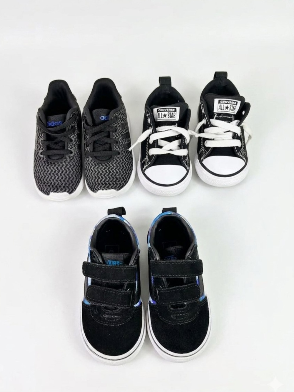 Adidas converse vans boys toddler baby shoe bundle black white sneaker